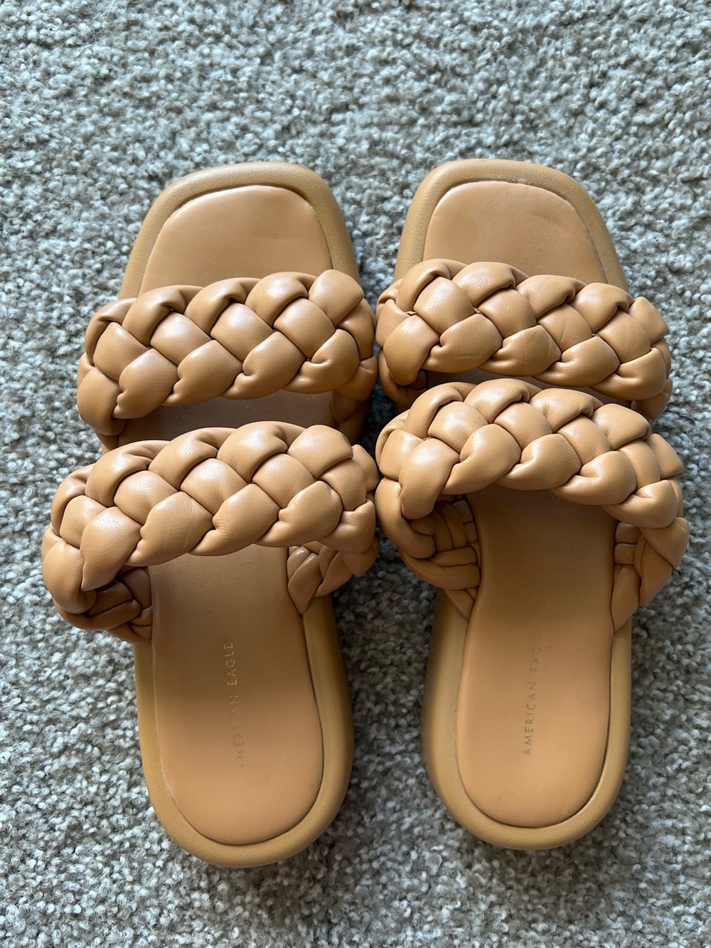 Braided Double-Strap Slide Sandals - Tan
